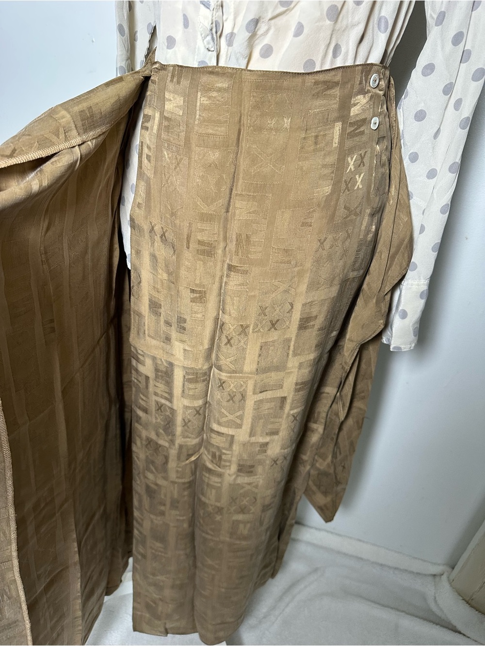 Vintage Joyce Ridings Cupro Wrap Skirt Lagenlook Made in Britain Tag 12 (like S) - Picture 6 of 12